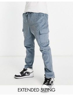 tapered fit cargo pants in cord in blue