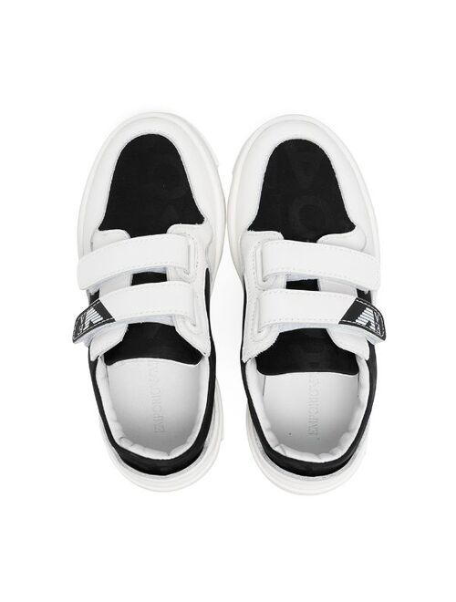 Emporio Armani Kids logo-print panelled touch-strap sneakers