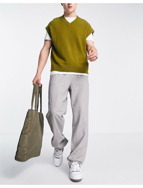ASOS DESIGN linen pants in relaxed fit in charcoal