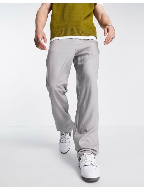 ASOS DESIGN linen pants in relaxed fit in charcoal
