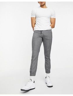 slim pants with elasticized waist in textured gray