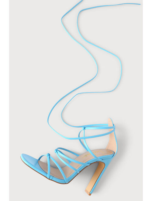 Lulus Eugene Aqua Lace-Up High Heel Sandals