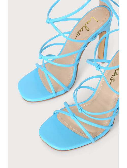 Lulus Eugene Aqua Lace-Up High Heel Sandals