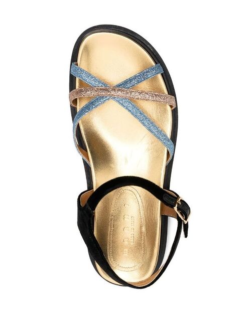 Marni shimmer crossover-strap sandals
