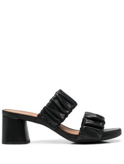 ruched-straps leather sandals