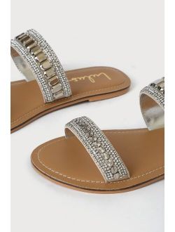 Pawfy Silver Beaded Slide Sandals