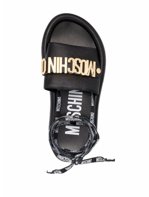 Moschino logo ankle-strap leather sandals