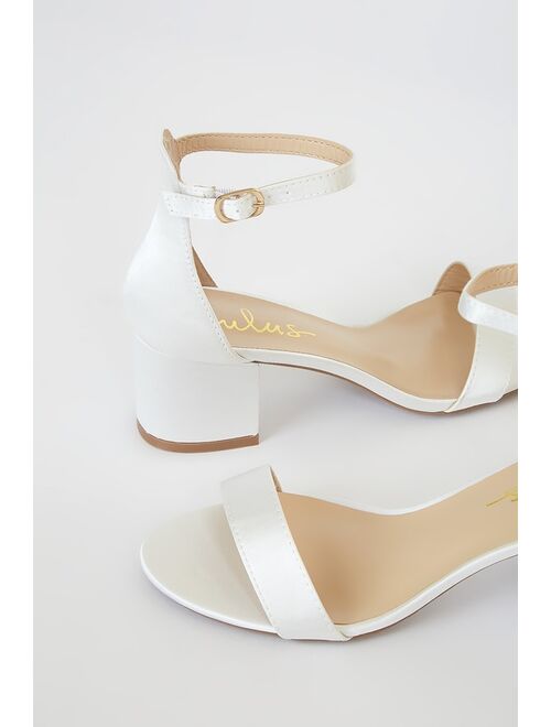 Buy Lulus Harper Ivory Satin Ankle Strap Heels online | Topofstyle