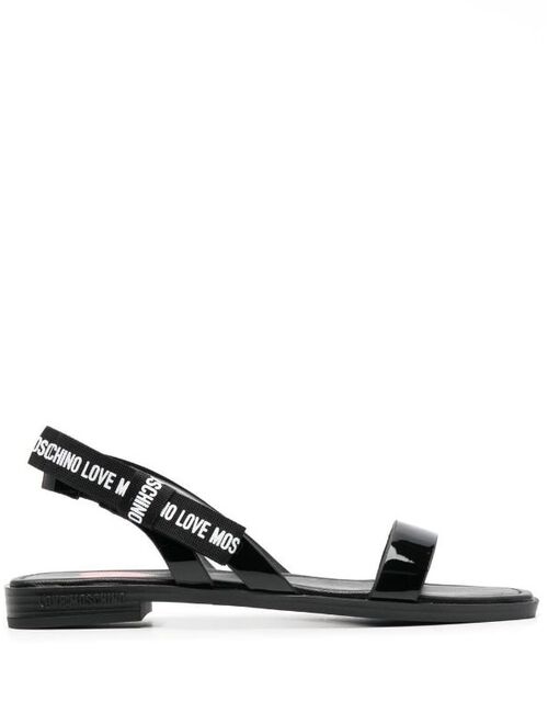 Love Moschino flat leather sandals