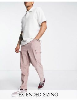 skater fit cargo pants in cord in pink
