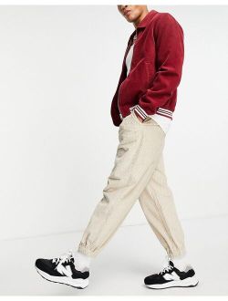 oversized tapered cord pants in rope effect cord