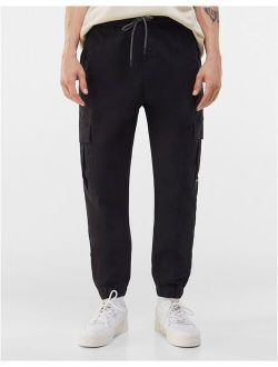 belted cargo pants in black