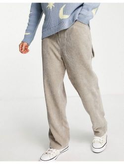 Inspired carpenter pants in gray corduroy