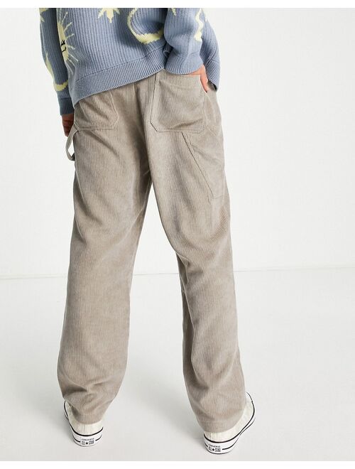 Reclaimed Vintage Inspired carpenter pants in gray corduroy