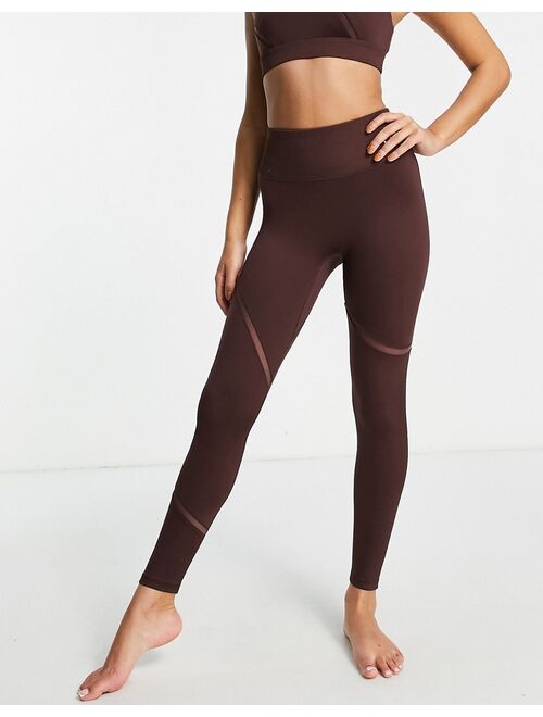 Puma Studio yoga leggings with mesh detail in brown