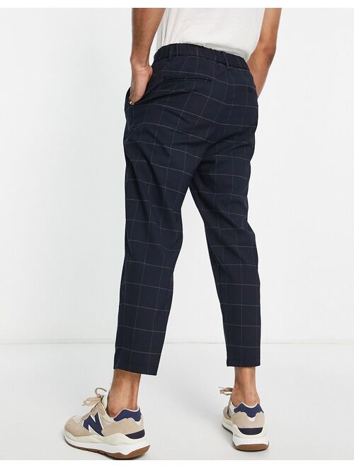 Pull&Bear loose tailored pants in navy check