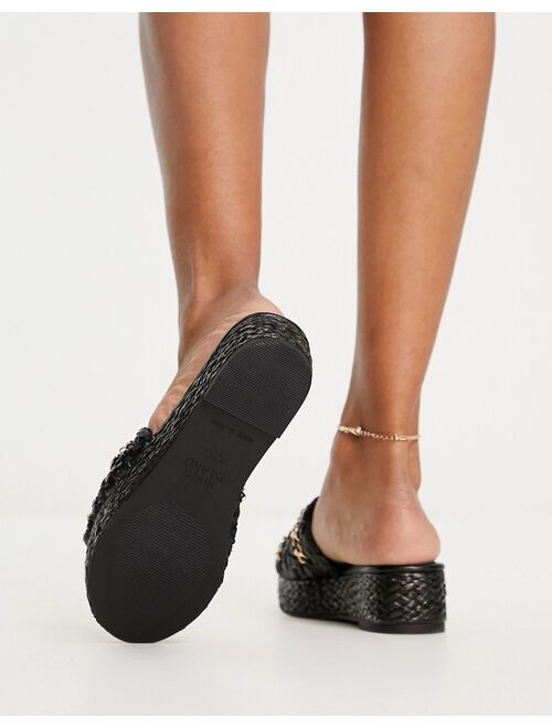 River Island raffia chain detail flatform sandals in black