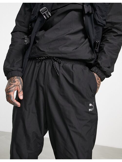 Puma logo quilted pants in black exclusive to ASOS