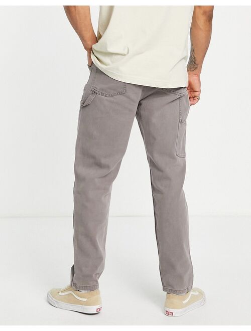 ASOS DESIGN skater pants in washed twill with carpenter pockets