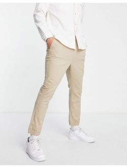 tapered chino sweatpants in beige