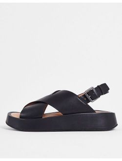 leather strap sandals in black
