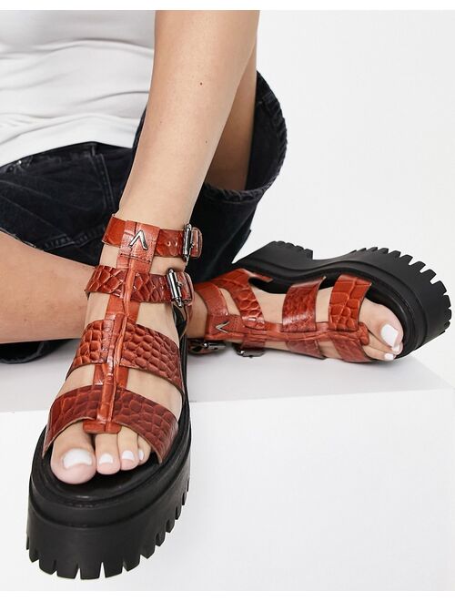 Crocs ASRA Phoenix leather chunky sandals in sienna croc