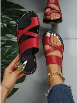 Cross Strap Toe Ring Thong Sandals