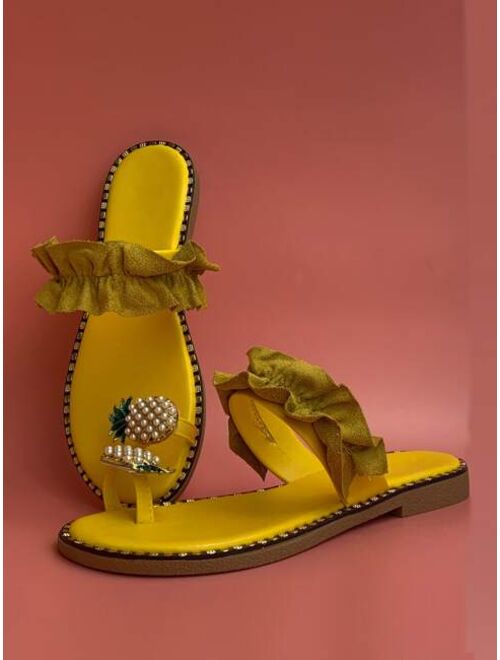 Shein Pineapple Toe Ring Decor Thong Sandals