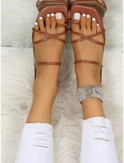 Criss Cross Flat Thong Sandals