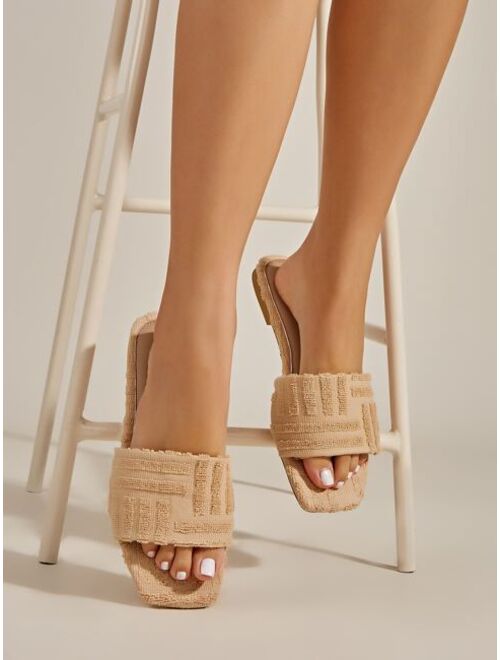 Shein Solid Textured Slide Sandals