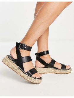 strappy espadrille wedge in black