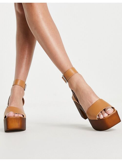ASOS DESIGN Nata platform heeled sandals in tan