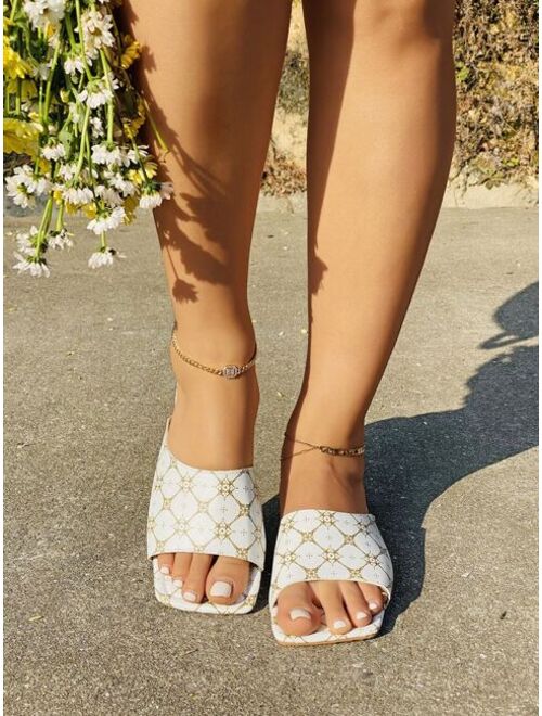 Shein Geometric Print Slide Sandals