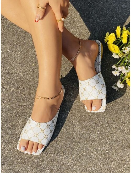 Shein Geometric Print Slide Sandals