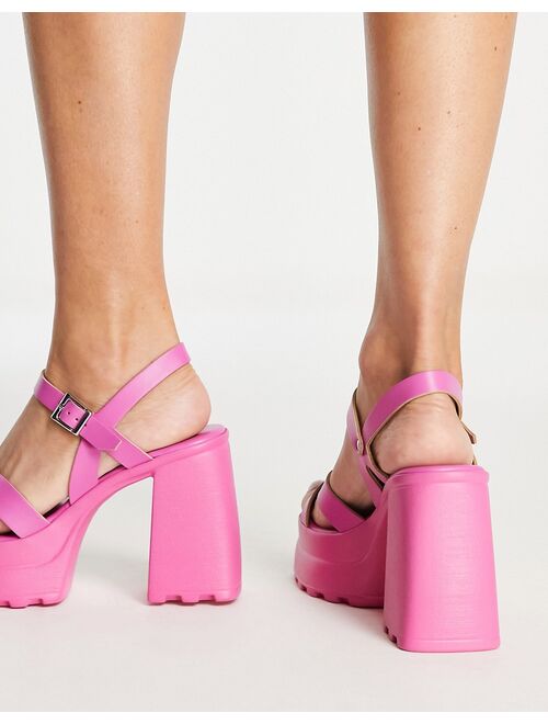 ASOS DESIGN Nelson chunky platform heeled sandals in pink