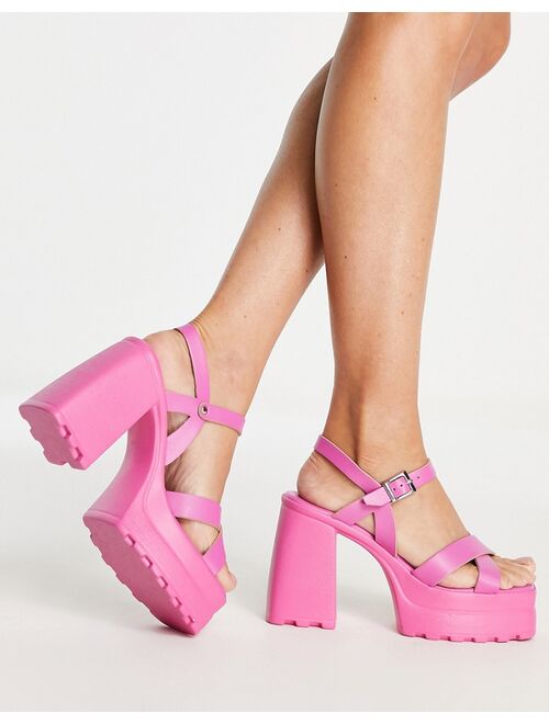 ASOS DESIGN Nelson chunky platform heeled sandals in pink