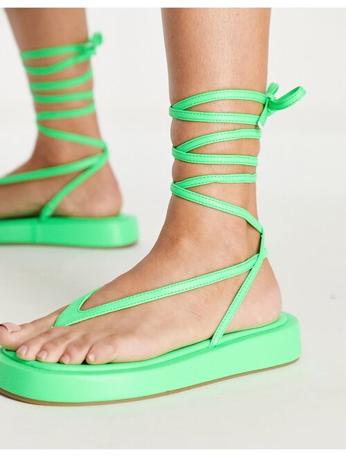 Public Desire Beachbabe flatform sandals in neon green