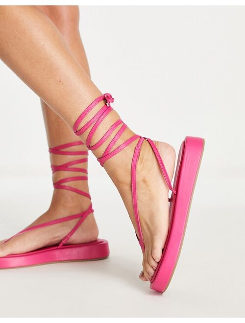 Public Desire Beachbabe flatform sandals in neon pink