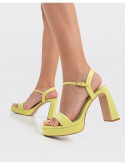 platform heeled sandals in lime