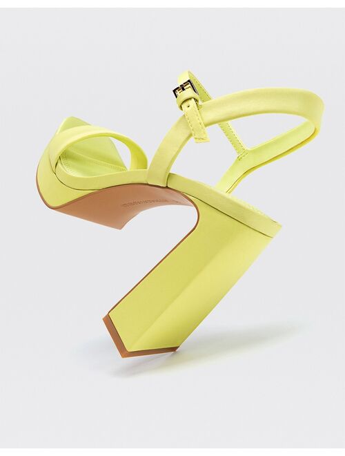 Stradivarius platform heeled sandals in lime
