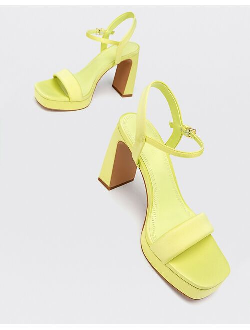 Stradivarius platform heeled sandals in lime