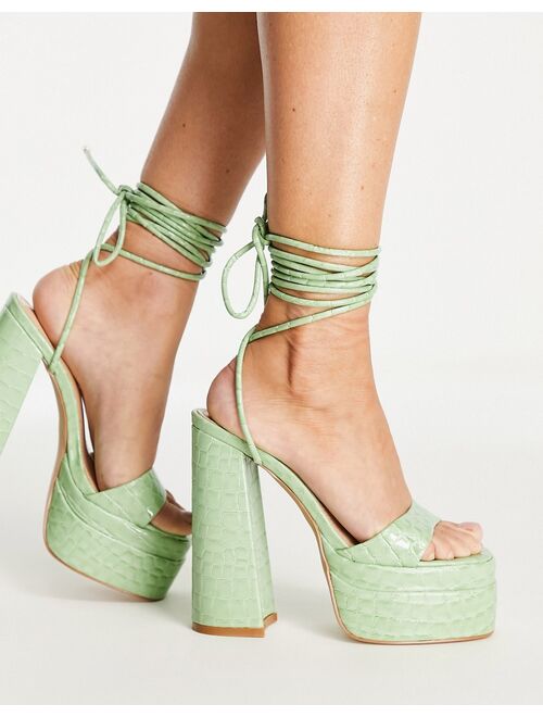 SIMMI Shoes Simmi London platform heeled sandals in sage green