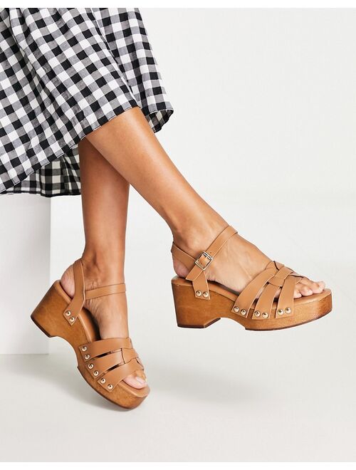 RAID Deeana clog heeled sandals in tan