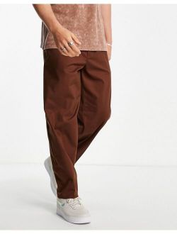oversized fit pleated smart pants in brown