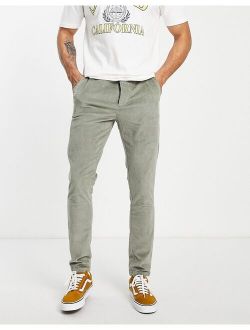 skinny stretch cord pants in khaki