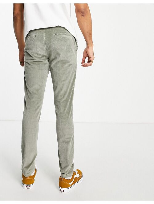 ASOS DESIGN skinny stretch cord pants in khaki