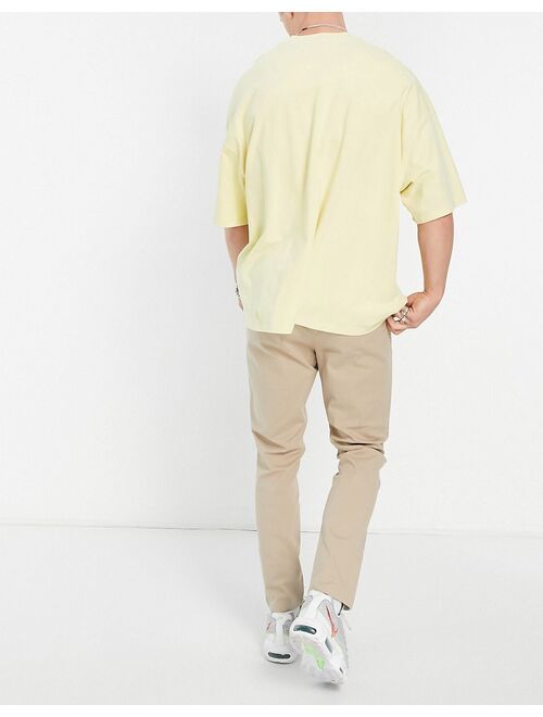 ASOS DESIGN skinny chinos with elasticated waist in beige