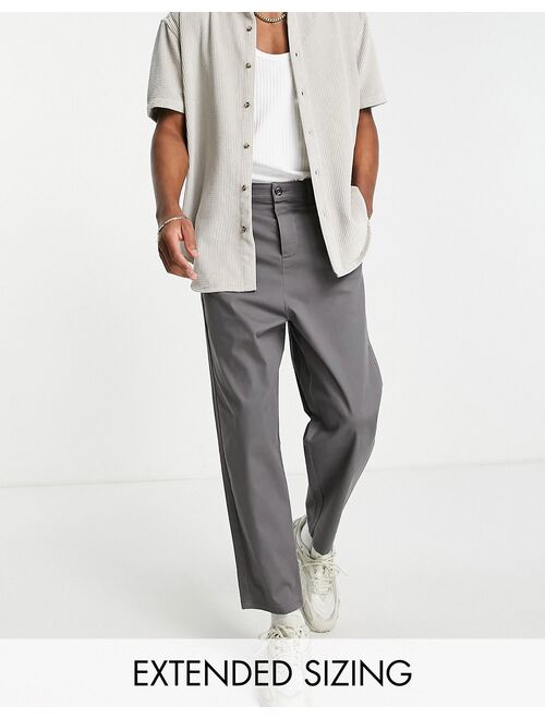 ASOS DESIGN oversized tapered chinos in charcoal