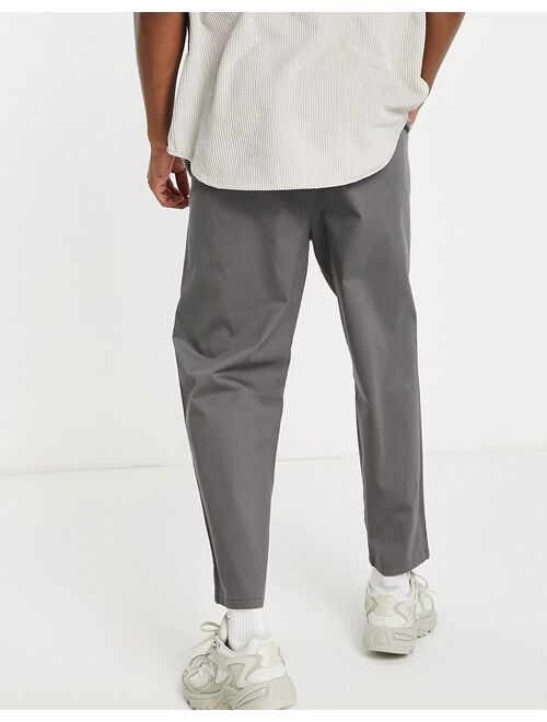 ASOS DESIGN oversized tapered chinos in charcoal