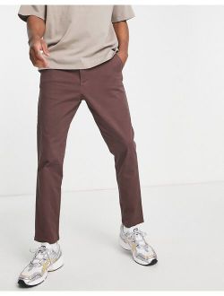 tapered fit chinos in dark brown
